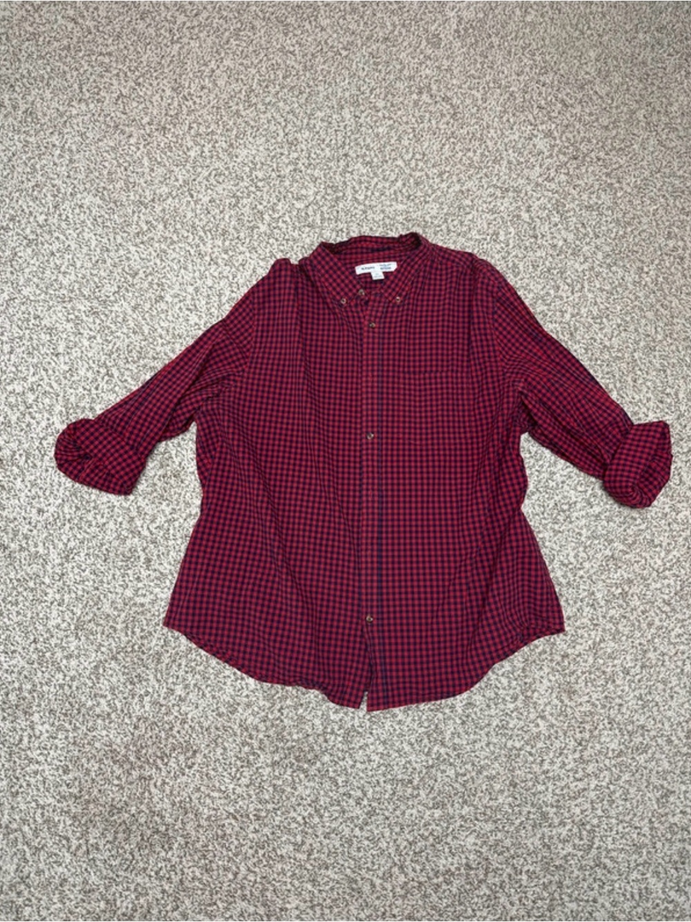 Old Navy Red and Navy Blue Plaid Button-Down Shirt XXL
